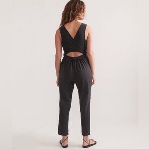 Marine Layer Eloise Belted Jumpsuit Women's Small Black Cut Out Tencel 2023
